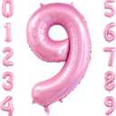 Pastel Pink 9 Balloon Number,40 Inch Light Pink 9 Balloons Large Helium Foil Mylar Number 9 Balloon for Birthday Party Anniversary Decorations