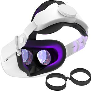 SUPERUS Head Strap & Glasses Spacer Compatible with Oculus/Meta Quest 2 Accessories, Enhanced Comfort, Reduce Head Pressure, and Prevent Your Glasses from Scratching VR Lenses (Black)