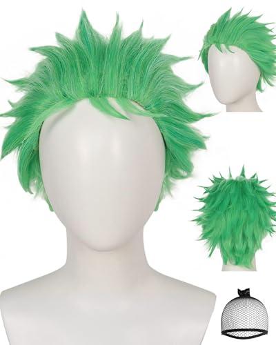 Amazon.com: JoneTing Short Green Wig+Hair Cap  for Men Grass Green Cosplay Wig for Party for Cosplay Peluca Verde Short Greened Spiky Wigs for St Patrick's Day Men Chrismas Cospaly Costume for Halloween : Clothing, Shoes & Jewelry