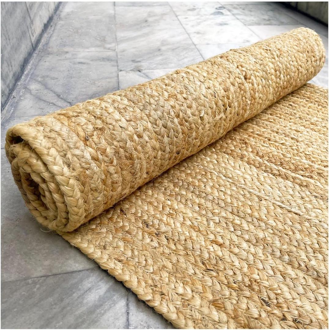 Bedding Craft Natural Fiber Collection Runner Rug - 2' x 6', Handmade Chunky Textured Jute, Ideal for High Traffic Areas in Living Room, Bedroom, Kitchen (24"x72" - Natural) (72" x 24" (Set of 1))