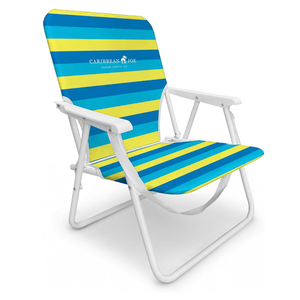 CARIBBEAN JOE Folding Beach Chair, 1 Position Lightweight and Portable Foldable Outdoor Camping Accessories with Carry Strap (Bold Stripe, 200lbs Capacity)