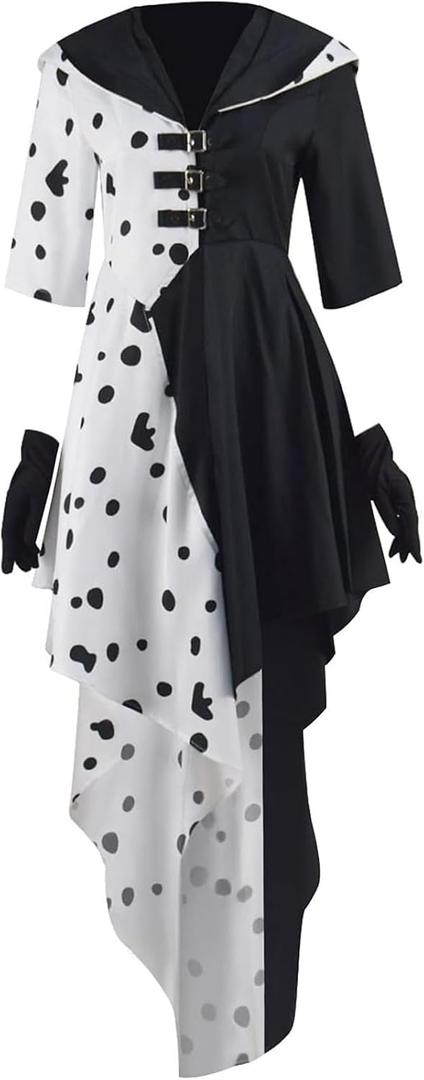 Beita Cruella Devil Costume Women Dress Cosplay Outfit for Halloween