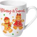 Paayna Christmas Gingerbread Man Ceramic Coffee Mug, 13 oz Novelty Xmas Merry and Sweet Tea Cup with Handle, Winter Holiday Gifts for Friends Women Men, Drink Mugs Microwave and Dishwasher Safe