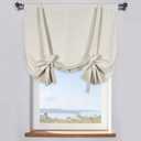 DONREN 45 inch Length Cream Beige Window Valance for Kitchen - Tie Up Curtain Roman Shade Rod Pocket Door Curtain Drapery for Home Decor Adjustable Balloon Valance,1 Pcs,W 34" x L 45"