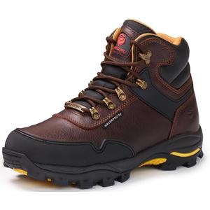SUREWAY Men's 6" Soft/Steel Toe Heavy Duty Waterproof Work Boot - Leather,Lace Up,Oil/Slip Resistant Dual-Density Comfortable EH Construction Industrial Ankle Safety Men Work Boots,Roofing, Hunting, Size 11