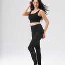Women's High Waisted Black Shiny Sequin Pants, Casual Elastic Waist Sparkle Glitter Skinny Leggings for Women (Black, L)