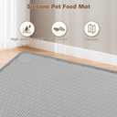 Cat Food Mat, 40" x 28" Cat Litter Mat Extra Large Silicone Pet Feeding Mat with Raised Edge Pet Placemat for Food and Water Bowl Non-Slip, Easy to Clean, Floor Protection (Light Gray)