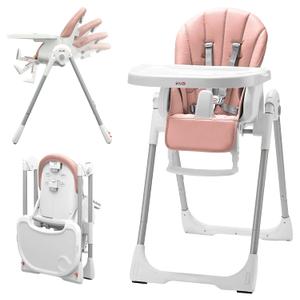 KÜB 3-in-1 Foldable & Portable Baby High Chair with 2 Lockable Wheels(Pink) 7 Height & 4 Recline Adjustable High Chairs for Babies and Toddlers with Removable Seat & Tray for Easy Clean,  Manufacture Date SEPT 2025