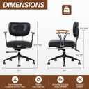 Genuine Leather Home Office Chair, Mid-Century Retro Executive Desk Chair with Armrests, 360° Swivel Ergonomic Task Chair,Adjustable Height