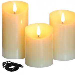 UBREW USA USB Powered Candles. Realistic Flickering Flameless Candles. USB Powered. Electric Extra Bright Real Wax Pillars LED Candle