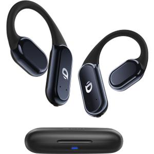 True Wireless Bone Conduction Earphones, OWS Open Ear Headphones with Earhooks, Bluetooth 5.3, Up to 60H Playtime with Case, IP68, AAC/SBC, for Cycling Yoga Workouts (Black)