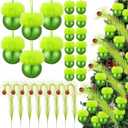 Bucherry 32 Pcs Lime Green Furry Christmas Ball Ornaments for Xmas Tree, Fuzzy Ball with Hair and 18'' Green Tree Picks Topper for Home Party Supplies Fireplace Mantel Wall Decor(Lime,3.2'')