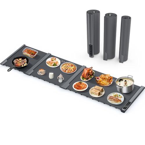 Expandable Warming Mat for Food, 54" x 16" Extra Long Electric Warming Tray with 7 Temp & 6H Timer, Portable Food Warmer for Parties Buffet, Mothers Day Kitchen Gifts for Mom Hosts