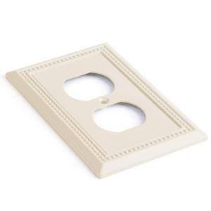 Henne Bery Sunken Pearls Heavy Duty Decorative Wall Plate Switch Plate Outlet Cover, Durable Solid Zinc Alloy (Single Duplex , Light Almond)