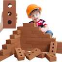 Zhanmai 50 Pack Foam Brick Blocks Actual Brick Size Large Stacking Toy Cinder Blocks for Stacking and Construction 8 x 4 x 2.4 Inch(Red)