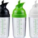 Nicunom 3 Pack Salad Dressing Shaker, 7 Oz Good Grips Dressing Mixer Shaker Bottles, Black & White & Green