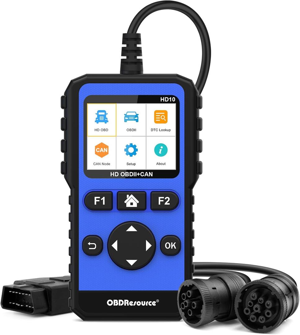 OBDResource Full Systems Heavy Duty Truck Scanner Tool HDOBD/EOBD/OBD2 Automotive Scanner Diagnostic Tool for Truck & Car 2 in 1 Code Reader for Most 12V 24V Diesel Vehicles (Blue)
