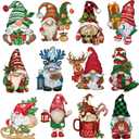RINOLY 24pcs Christmas Gnome Hanging Ornaments, Wooden Christmas Tree Decorations