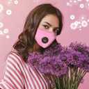 Face Mask for Men Women with 2 Replacement Filters Dust Proof Fabric Cover/PINK