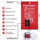 2 x Essential Fire Blanket for Home & Kitchen, Complete with Smoke Detector for Immediate Alert, Heavy Duty Emergency Blanket for Grill, Car, Camping - Your Family's Peace of Mind
