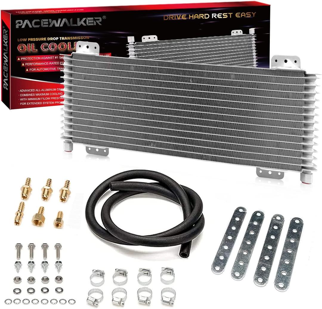 PACEWALKER Transmission Oil Cooler 40,000 GVW Low Pressure Drop LPD47391 47391 with Mounting Hardware (Silver)
