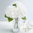 Waipfaru 21" Real Touch White Hydrangea Artificial Flowers with Long Stem & Leaves, Full Latex Faux Hydrangea Flowers for Home Decor Party Floral Arrangements Wedding Bouquets Centerpieces, 3Pcs