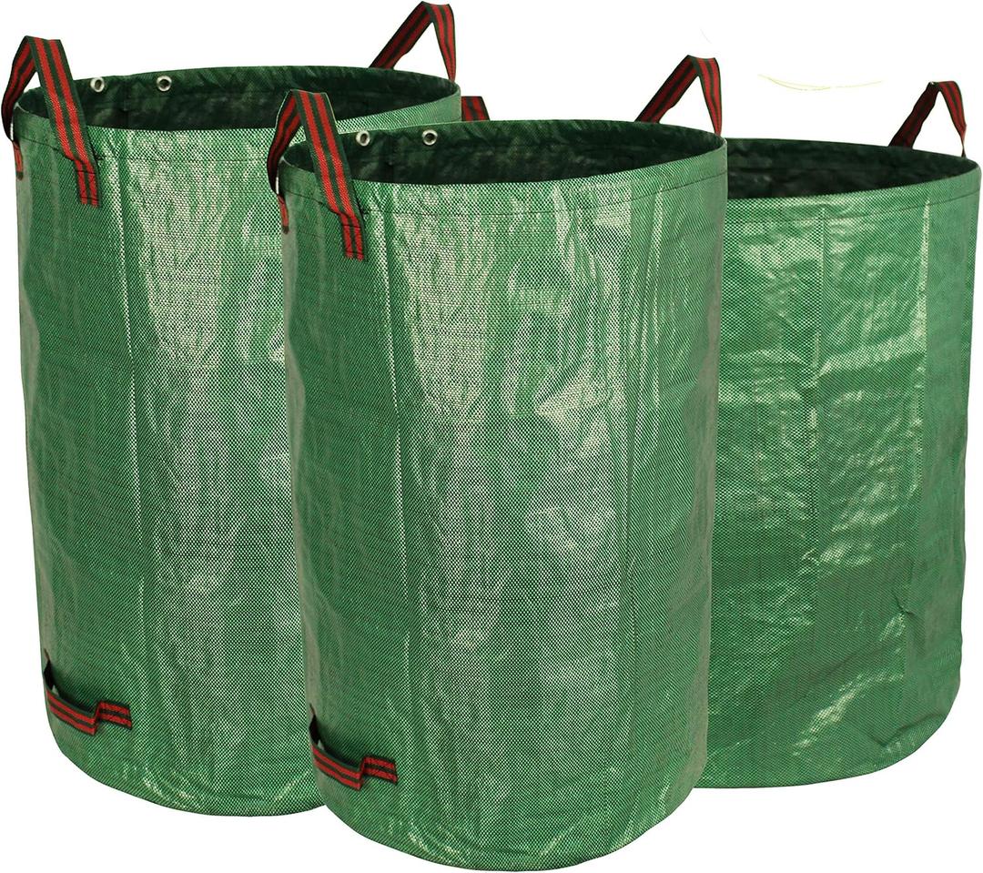 Gardzen 32&40&72 Gallon Yard Waste Bags, Reusable Heavy Duty Collapsible Garden Leaf Bags with Plastic Ring, Stand-Up Yard Waste Bin for Leaves, Lawn Debris & Grass Clippings (1 Count (Pack of 3))