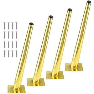 Seimneire 4pcs 12 Inch Furniture Legs, Oblique Conical Metal Legs Luxury Gold Mid-Century Style Furniture Feet for Sofa Cabinet Table Chair Cupboard Couch Ottoman Home DIY Projects