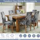 Chair Covers for Dining Chairs Set of 6, Stretchy Soft Parson Chair Covers Removable Washable Kitchen Dining Room Chair Slipcovers with Elastic for Universal Fit (Gray ginkgophyta)