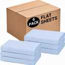 Bulk Queen Flat Sheets Only, 6 Pack Quick Sort Top Bed Sheet, Color-Coded Label Threads, Wrinkle-Free Shrinkage Durable Microfiber Hotel Motel Airb&bs Essentials for Hosts (90"x102",Light Blue)