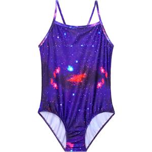 Girls Swimsuit One Piece Bathing Suit Kids' Swimwear Quick Dry Summer Beach (7-8 Years, Purple)