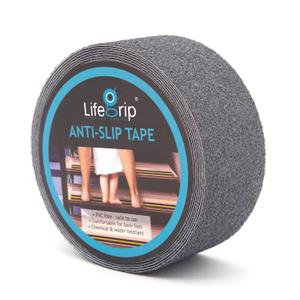 LifeGrip Anti Slip Safety Tape, Non Slip Stair Tread, Textured Rubber Surface, Comfortable for Bare Foot, 2 inch X 15 Foot, Grey