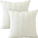 AVOIN colorlife White Woven Textured Throw Pillow Covers, 18 x 18 Inch Soft Jacquard Cushion Case Square Boho Modern Decoration for Bedroom Home Sofa Couch Set of 2