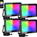 AUXTINGS 150W RGB LED Floodlight,15000LM Smart Flood Lights Outdoor with APP Control, Colour Changing,Timing Scene Lighting for Party Stage Garden Halloween Christmas Decorations,IP66 US Plug,4 Pack