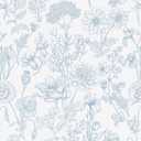 EeeComing Floral Peel and Sick Wallpaper Boho Contact Paper Modern White and Blue Peel and Stick Wall Paper Removable Self Adhesive Wallpaper for Bedroom Bathroom Cabinets Vinyl Roll 17.3X197