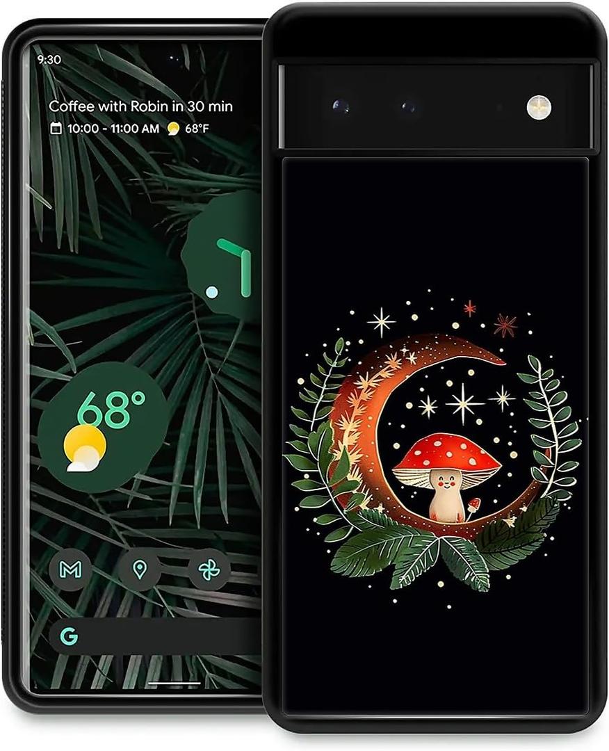 Compatible with Google Pixel 7 Case,Leafy Moon Mushroom Amazing Pattern Design Shockproof Anti-Scratch Hard PC Back Case for Google Pixel 7