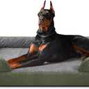 INVENHO Orthopedic Dog Bed for Extra Large Dogs, XXL Egg-Crate Foam Dog Couch with Washable Removable Cover, Waterproof Lining and Nonskid Bottom (XXL (48"x 35"x 6.5"), Green)