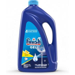 Finish Gel Liquid Dishwasher Detergent, Advanced Deep Cleaning Power Dish Soap, Fights Tough Stains, Dishwasher Soap, Plastic-Free & Septic Safe Dish Detergent, Lemon Scent, 75oz