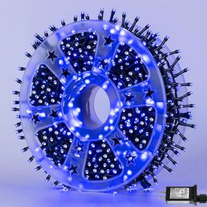 YEGUO 165ft 500 LED Blue String Lights Outdoor Waterproof, Green Wire Christmas Lights Indoor, 8 Modes Twinkle Tree Lights Plug in with Memory Timer for Holiday Festival Xmas