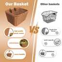 Bike Basket Front, Large Wicker Baskets for Bike, Hand-Woven Bicycle Basket with Iron Framework, Detachable Front Handlebar Bike Basket