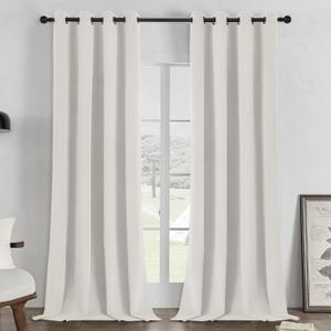 Joydeco White 100% Blackout Curtains 96 Inch 2 Panels, Luxury Thermal White Velvet Curtains for Bedroom Living Room, Soundproof Blackout Window Drapes, Grommet Top (52W x 96L)