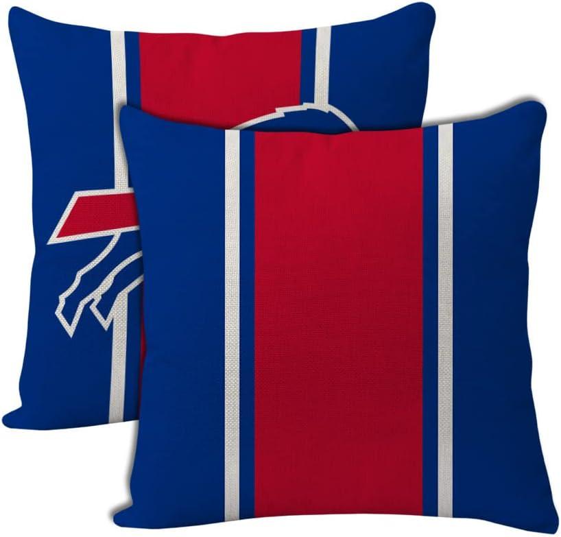 2pcs Football Style Throw Pillow Covers 18 x 18 Inch Linen Material Pillow Case Decoration for Buffalo Home Sofa Couch