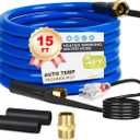 15FT-100FT,Heated Water Hose for RV,Heated Drinking Water Hose with Thermostat,Lead and BPA Free,1/2" Inner Diameter,Temperatures Down to -40F Self-Regulating,Blue Appearance (15FT)