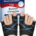 Bunion Corrector for Women & Men, Adjustable Toe Straightener, Soft & Comfortable for Sleeping and Daily Wear, Corrective Brace for Big Toe and Little Toe (1 Pair), Black