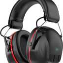 Qozybuds Bluetooth 6.0 Hearing Protection Headphones with 120H Working Time, 30dB SNR, Superior Stereo Sound Quality, Larger Buttons for Easy Operation, Safety Ear Muffs for Lawn Mowing, Workshops, Black Red