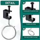 Tandefio 50 Set 1/4" x 20 Spring Steel Beam Clamps Metal Beam Hangers Bolt on Clamp with Metal Machine Threaded Bridle Rings for Pipe Cable Woodworking Tool (Black,2 Inch Bridle Rings)