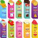 Eersida 60 Pieces Scratch and Sniff Scented Bookmarks Kids Fruit Food Theme Sayings Bookmarks Sayings Assorted Cute Scented Gifts for Students Teens Food Lovers, 10 Styles