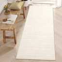 Hallway Runner Rug 2.5x8 Washable Non Slip Kitchen Runner Rugs Low Pile Modern Solid Color Living Room Rugs Minimalist Plain Entry Long Runners Boho Accent Solid Runner Rugs for Bedroom Nursery, Ivory