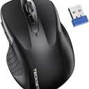 TECKNET Wireless Silent Mouse, Quiet Click, 2.4G Optical Cordless Mouse, 6 Adjustable 4000 DPI, Computer Mice for Laptop, Chromebook - Black
