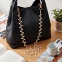 Hinly Vintage Purse Bag Chain Charm for Women Gifts, 18.1 Inch Gold Short Bag Handle Strap Charms Chains Replacement Accessories for DIY Handbag Shoulder Crossbody Clutch Decoration(Pearl Chain)